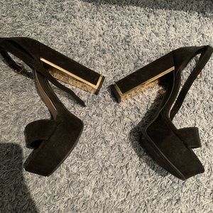Black and gold heels